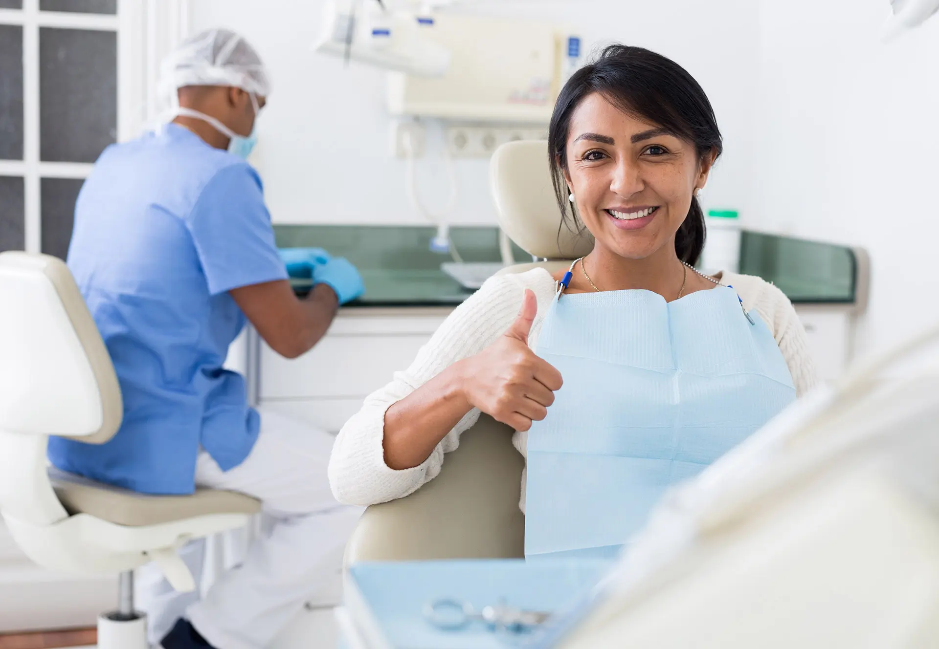 Dental clinic patient during a comfortable visit